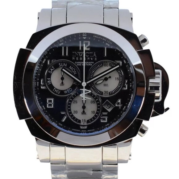Men's 48mm Invicta Reserve Man of War Black Dial Chrono Swiss Watch! Ref: 90165!